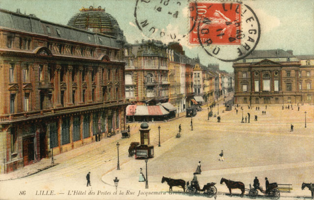 (FR)_Lille_L-Hotel-des-Postes-et-la-Rue-Jacquemara-Grele_1911(2)